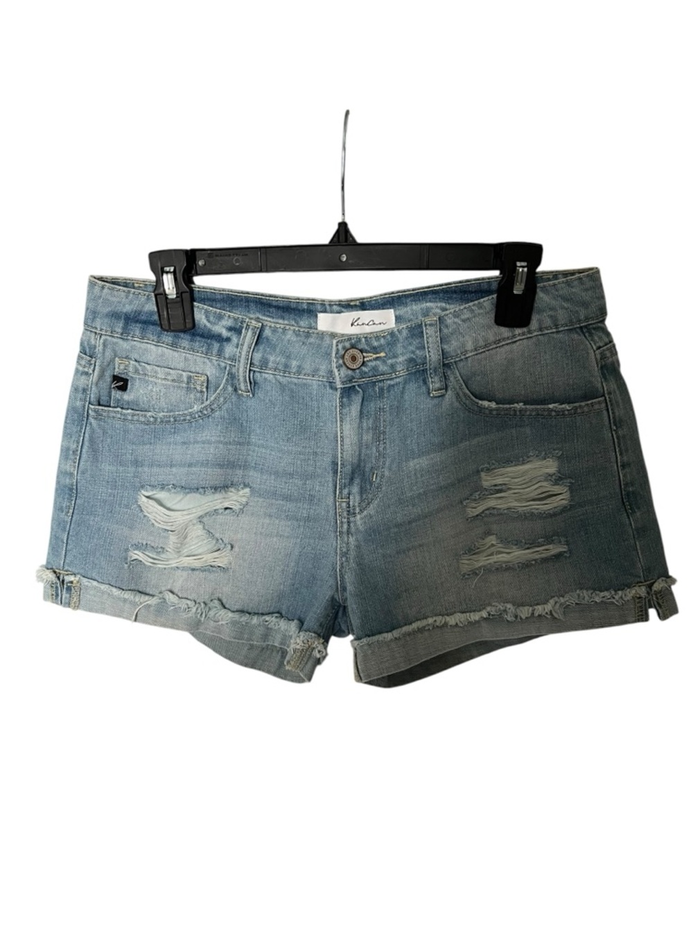 KanCan Light Wash Distressed Destructed Denim Shorts Boho Vintage Style Size Med